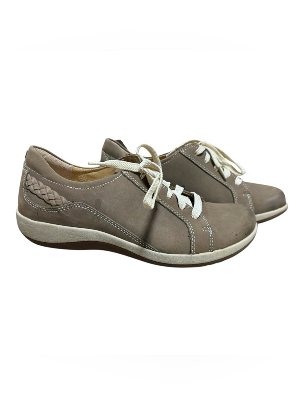Aetrex Womens Dana Leather Braided Detail Lace Up Sneakers Sz 7.5-8